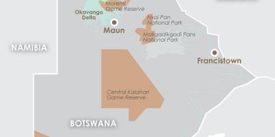 แผนที่ของ botswana. kgm บอทสวานา name